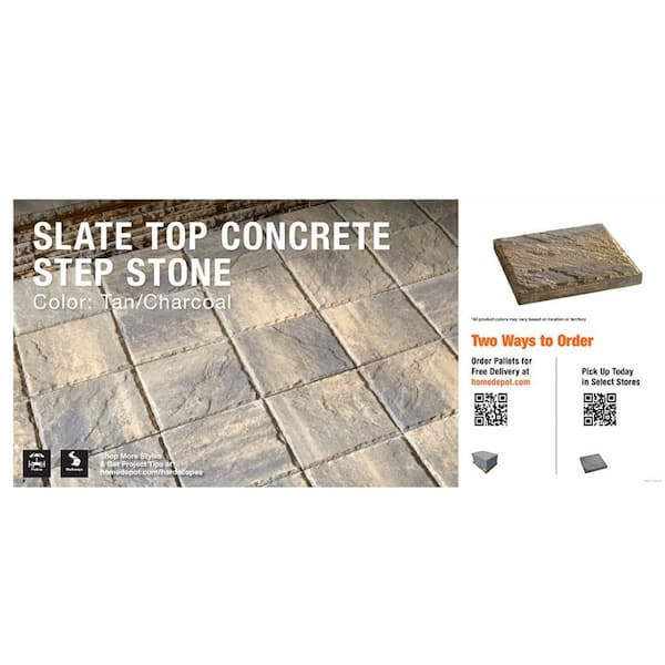 Oldcastle Paper Sample Only: 12 in. x 12 in. Charcoal/Tan Slate Top Concrete Step Stone Sample Board (1-Piece)