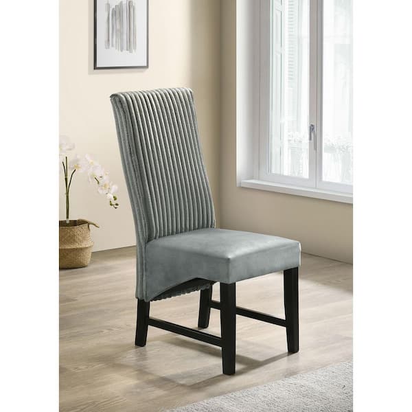 Coaster Barrand Grey Channel Tufted Corduroy Upholstered Solid Back Dining Side Chair Set of 2