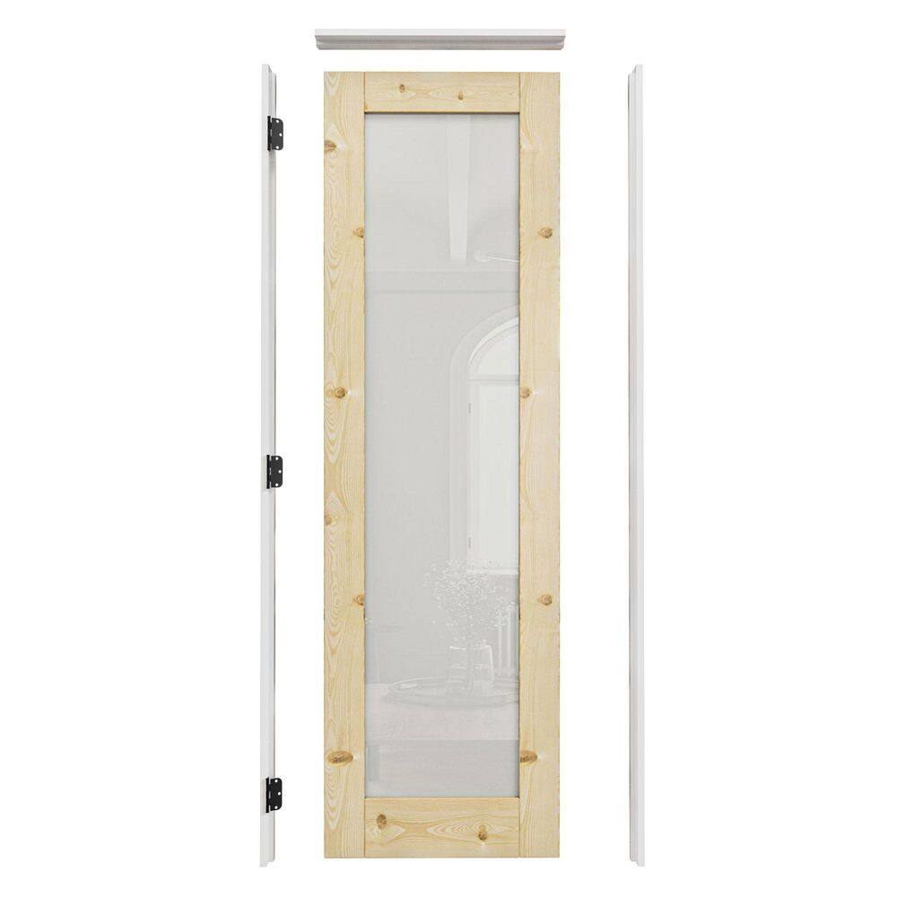 ARK DESIGN 24 in. x 96 in. Right 1-Lite Frosted Glass Unfinished Wood ...