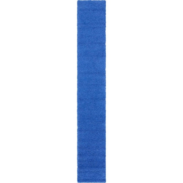 Solid Shag Collection Area Rug (2 ft. 7 in. x 16 ft. 5 in. Runner Periwinkle Blue)