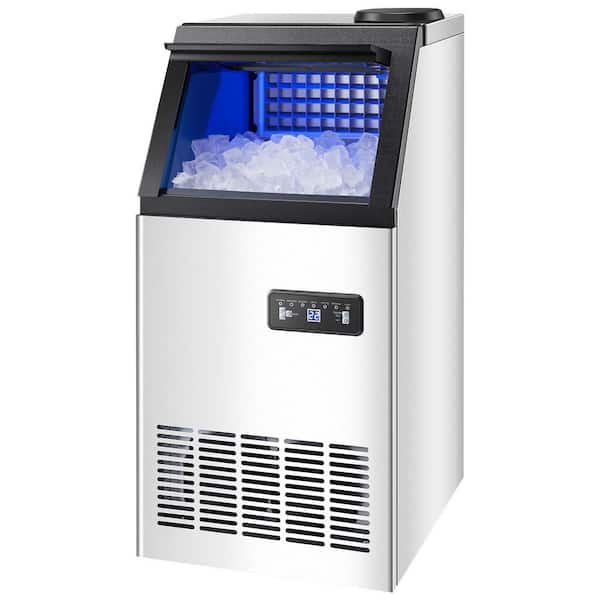 17 in. W Commercial Ice Makers Machine 80 lbs. /24 H Freestanding w/ 28 lbs. Storage Capacity 2025 Upgrade Silver