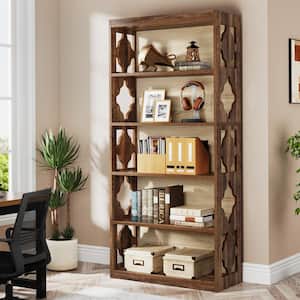Frailey 70 in. Tall Rustic Brown Engineered Wood 5-Shelf Standard Bookcase Bookshelf for Home Office