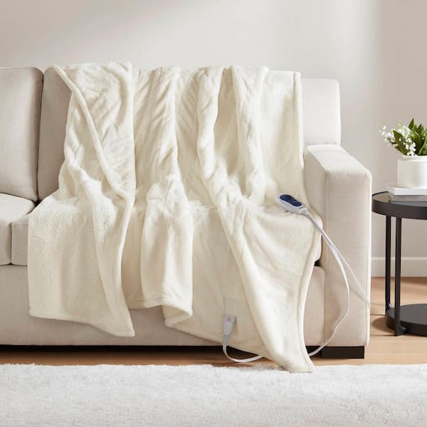 Beautyrest Heated Microlight to Berber Ivory 60 in. x 70 in. Throw
