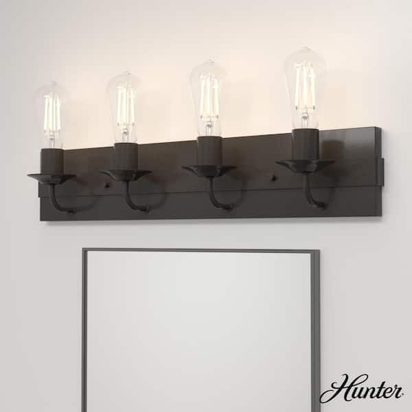 Hunter Perch Point 26.5 in. 4-Light Noble Bronze Vanity Light