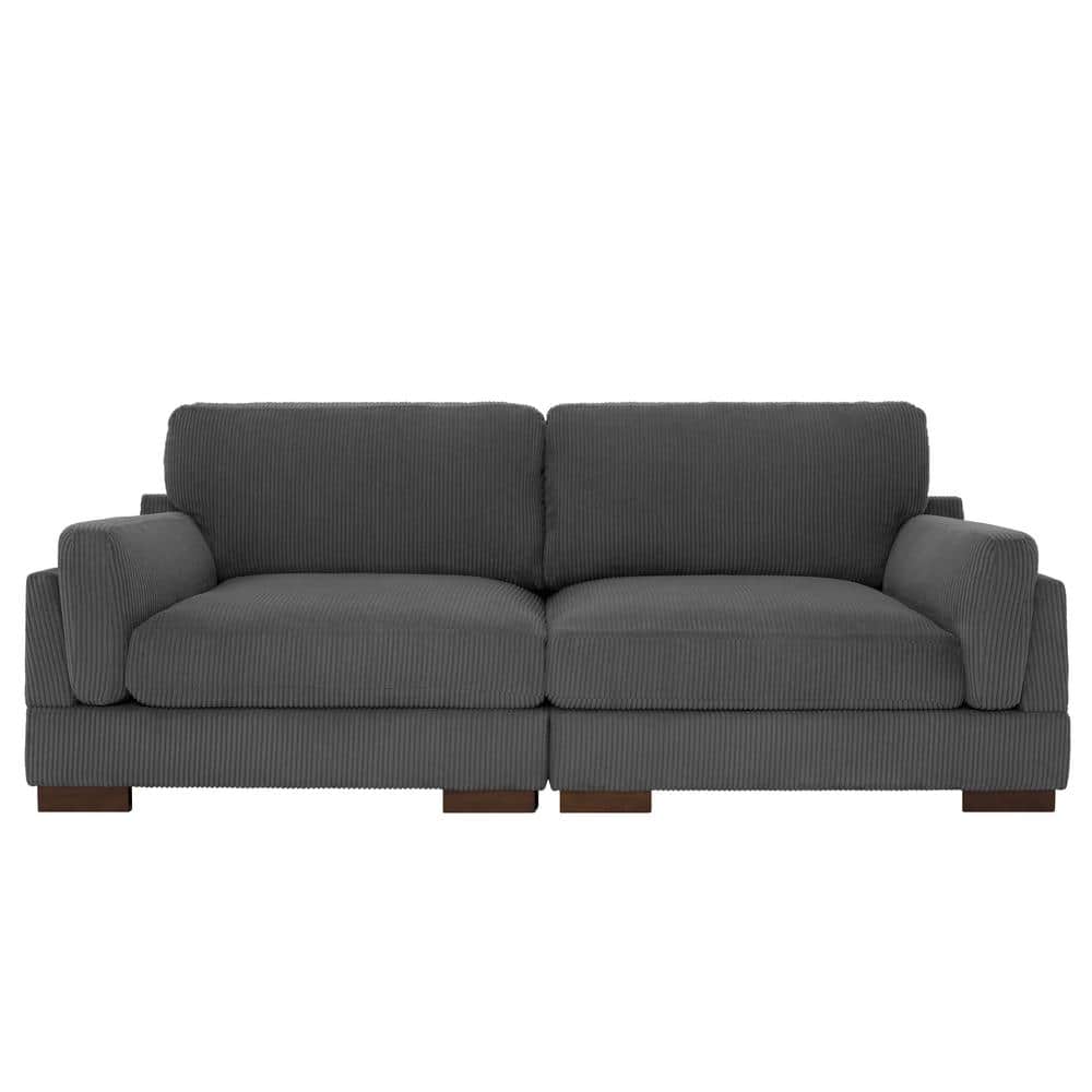 Uixe 90 in. Square Arm Corduroy Fabric Rectangle Upholstered