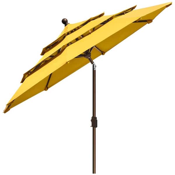 Terracemaster 9 ft. 3-Tiers Market Umbrella Patio Umbrella with Ventilation and 5-Years Non-Fading in Yellow