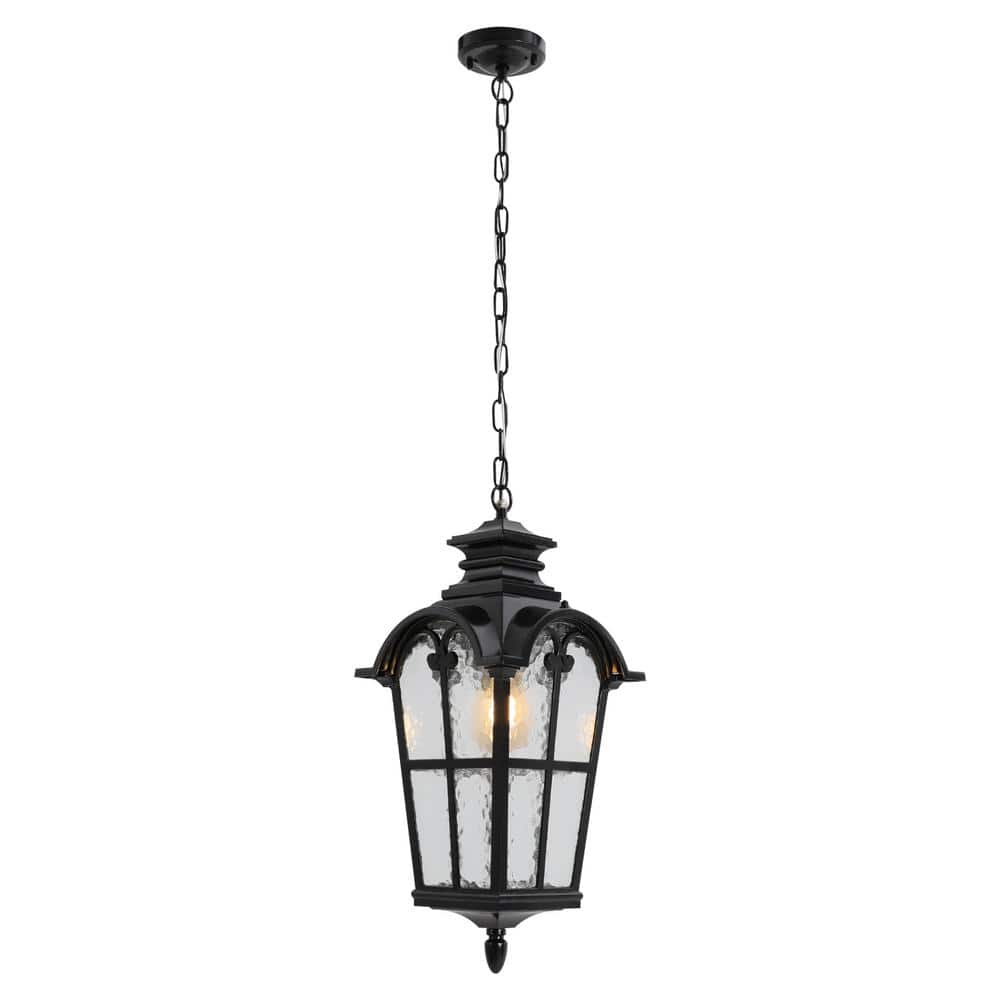 OUKANING 19.09 in. 1-Light Black Retro Outdoor Waterproof