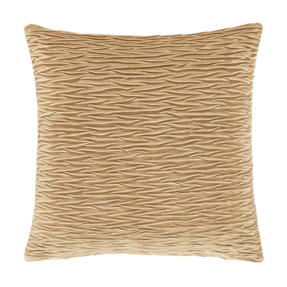 Toulhouse Ripple Gold Polyester 20 in. Square Decorative Throw Pillow Cover