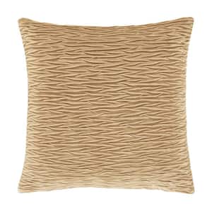 Toulhouse Ripple Gold Polyester 20 in. Square Decorative Throw Pillow Cover 20 x 20 in.