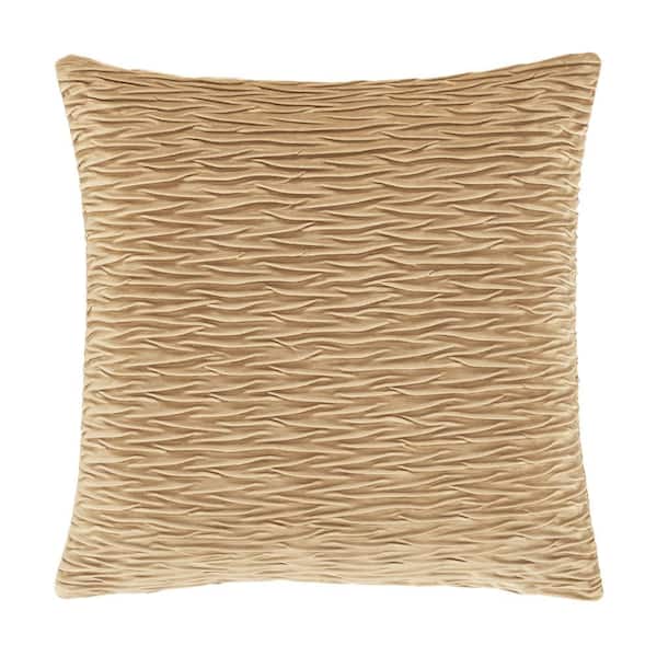 Unbranded Toulhouse Ripple Gold Polyester 20 in. Square Decorative Throw Pillow Cover 20 x 20 in.
