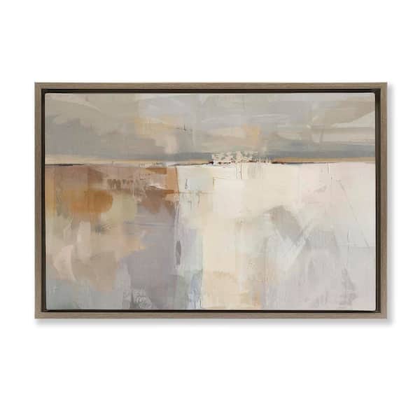 Shimmering Meadow Illusion by Nina Blue Brown Floater Frame Abstract Graphic Art Print 21 in. x 31 in.