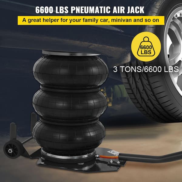 Pneumatic Jack 3-Ton Triple Bag Air Jack 6600 lbs. Quick Lift Heavy-Duty  Jacking for Car Lifting Up to 16 in.