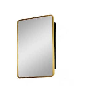 20 in. W x 28 in. H Rectangular Gold Metal Framed Wall Mount Or Recessed Medicine Cabinet with Mirror