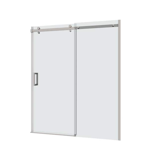 60 in. W x 74 in. H Single Sliding Frameless Shower Door in Polished Chrome with Smooth Sliding and 5/16 in. 8 mm Glass