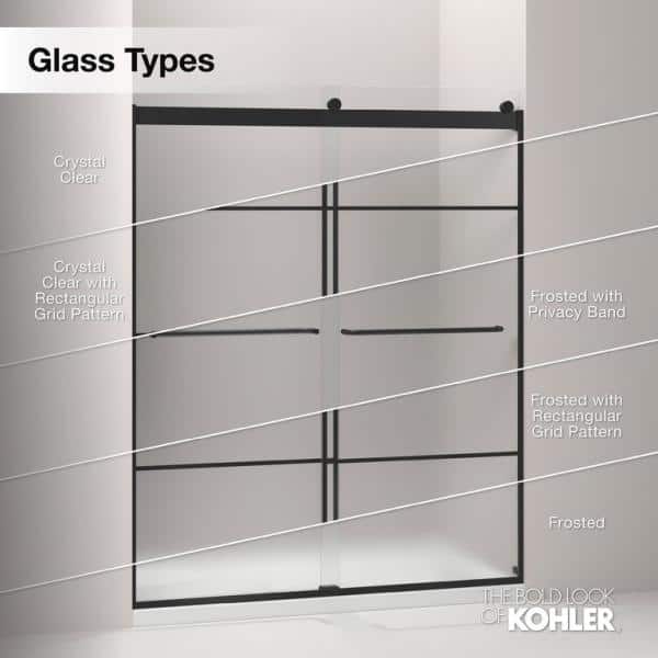 KOHLER Elate Tall 56-60 in. W x 76 in. H Sliding Frameless Shower Door in Anodized Matte Nickel with Crystal Clear Glass