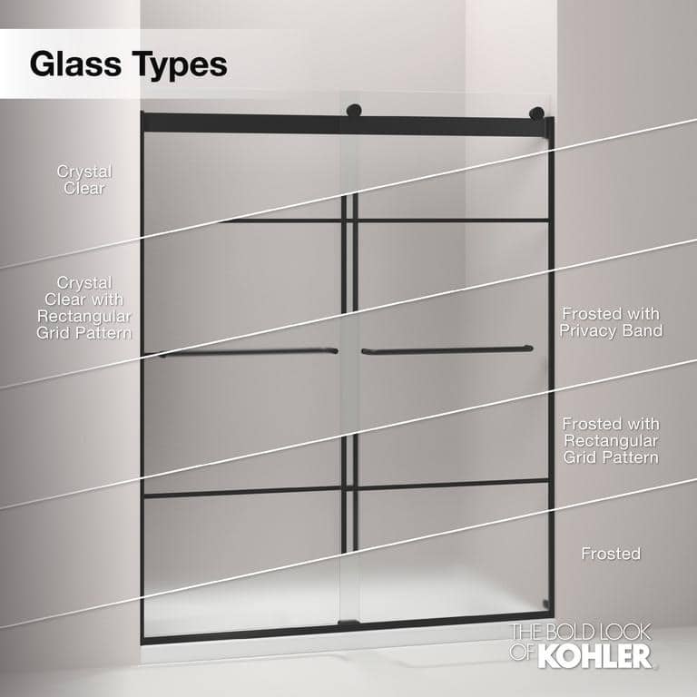 Elate Frameless Sliding Bath Door with Nickel Finish and Clear Glass