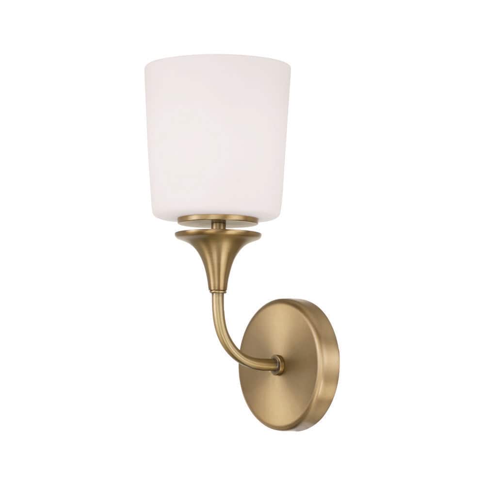Presley 5.5 in. 1-Light Sconce in Aged Brass with Soft White Glass price history on PriceWatchPro