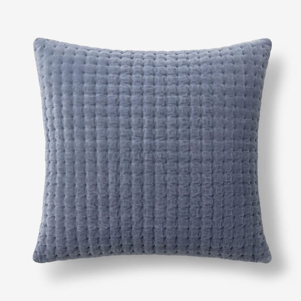 Legends Luxury Tufted Stitch Velvet Decorative Blue 12 in. L x 21 in. W Throw Pillow Cover