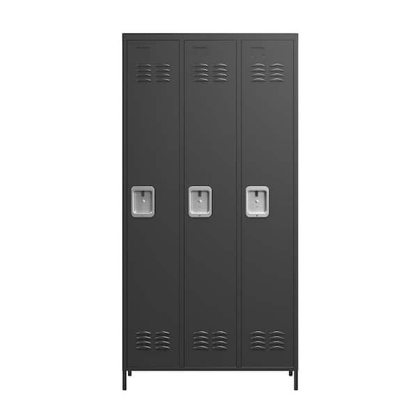35.43 in. W x 71.97 in. H x 15.75 in. D 3 Door Metal Lockers With Lock, Side Tool Cabinet, Freestanding Storage Cabinet