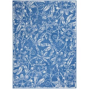 Whimsicle Blue 5 ft. x 7 ft. Floral French Country Contemporary Area Rug