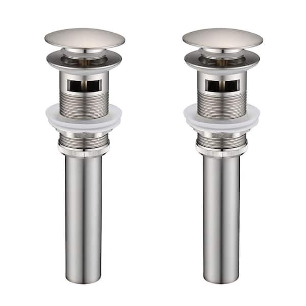 2 Pieces Bathroom Sink Drain with Overflow, Vessel Sink Lavatory Vanity Pop Up Drain Stopper, Brushed Nickel