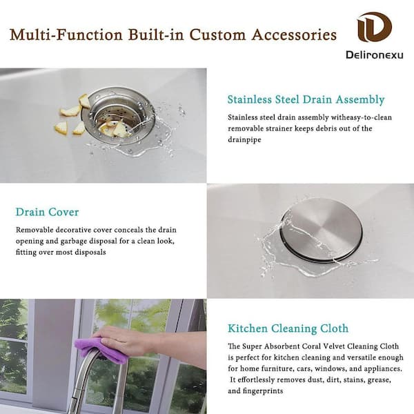 Delironexu 15in. Drop-In Bar Sink-18G Stainless Steel Single Bowl