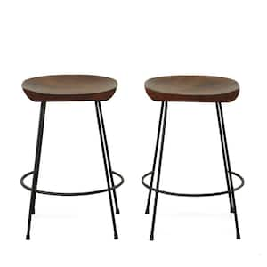 Diya 25 in. Chestnut Stationary Stool (Set of 2)