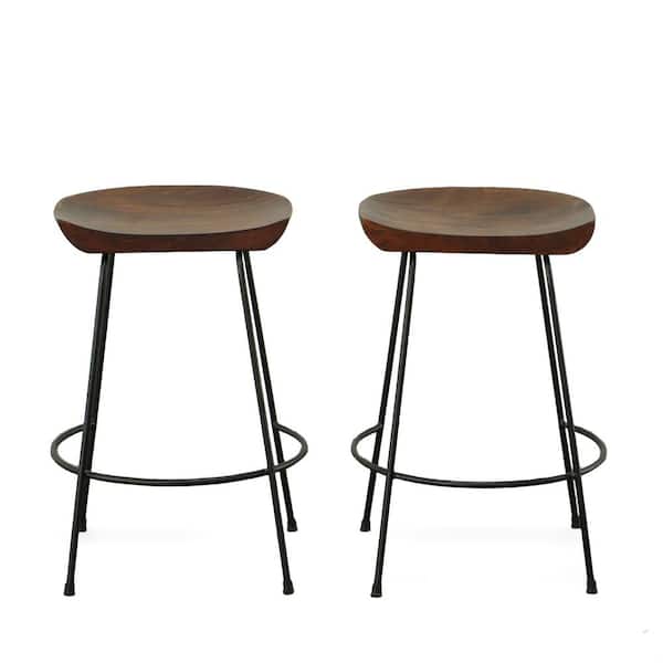 Carolina Cottage Diya 25 in. Chestnut Stationary Stool (Set of 2)