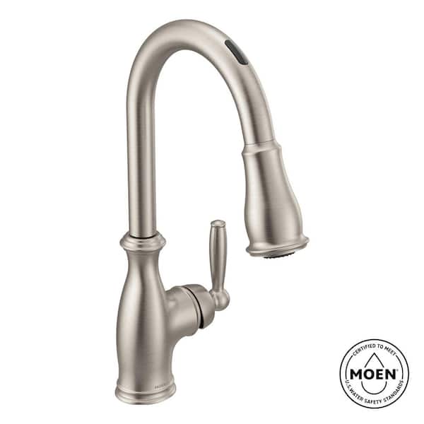 Brantford Single-Handle Smart Touchless Pull Down Sprayer Kitchen Faucet with Voice Control and Power Boost in Stainless