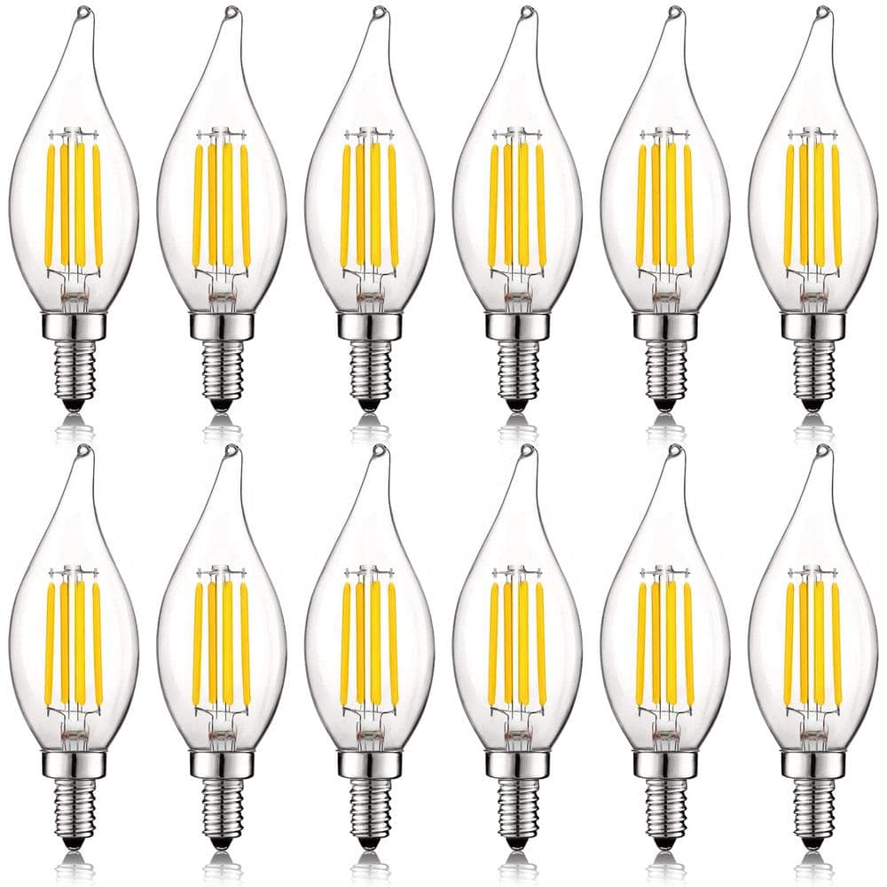 60-Watt Equivalent CA11 Dimmable LED Light Bulbs Flame Tip Clear Glass Filament 3000K Soft White (12-Pack) price history on PriceWatchPro