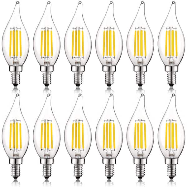 LUXRITE 60-Watt Equivalent CA11 Dimmable Edison LED Light Bulb 4000K Cool White Vintage Candelabra 5W E12 Base (12 Pack)