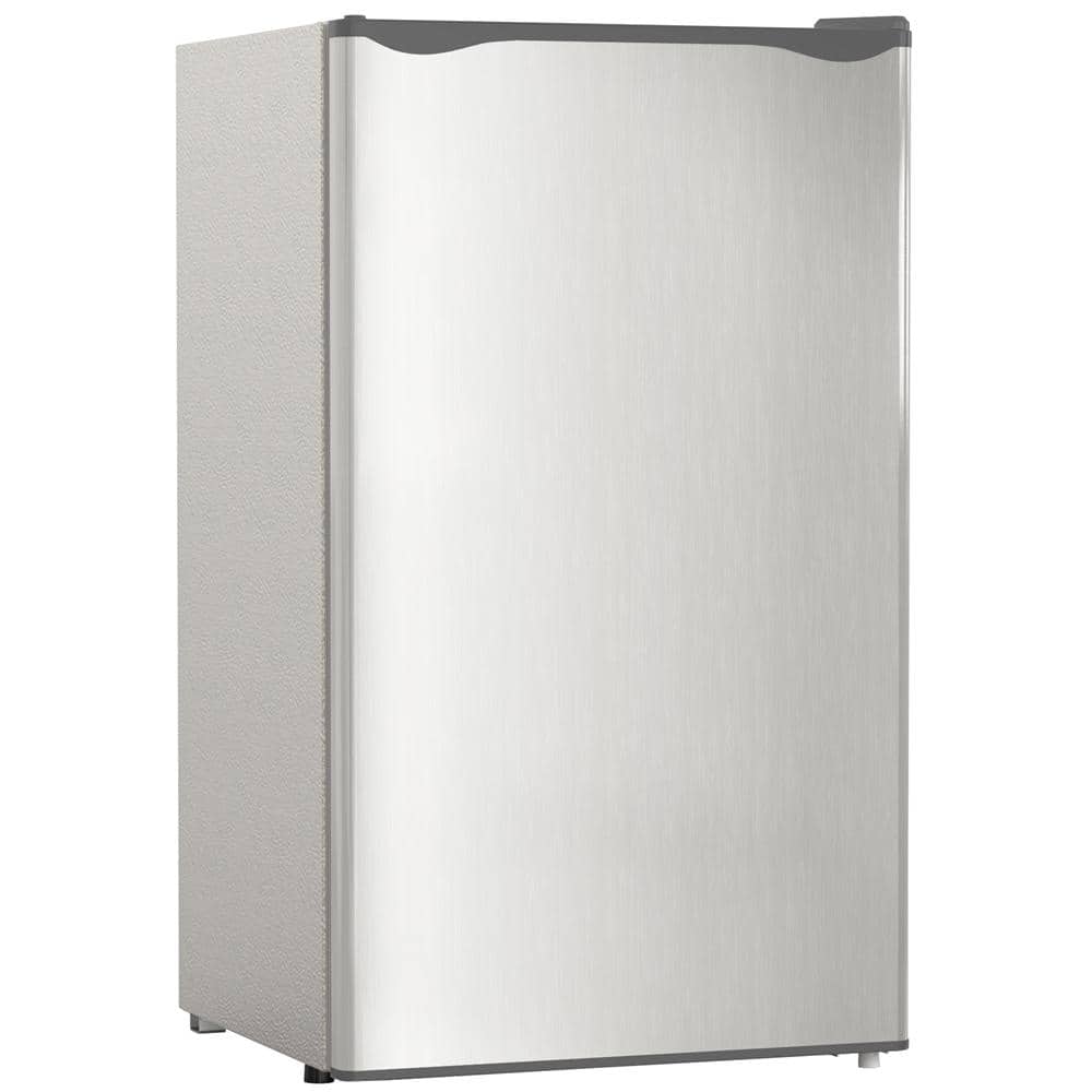 18.5 in. 3.2 cu.ft. Mini Refrigerator in Silver with Freezer and Reversible Door, 5 Level Thermostat Adjustable Fridge