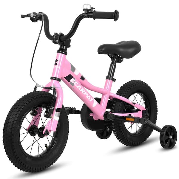 Unbranded Kids Bike 12 in. Wheels 1-Speed Child Bicycles for 2-4-Years with Removable Training Wheels, Front and Rear Brake, Pink