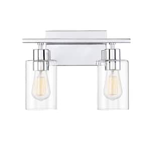 Lambert 13.25 in. W x 9.75 in. H 2-Light Polished Chrome Bathroom Vanity Light with Clear Glass Shades