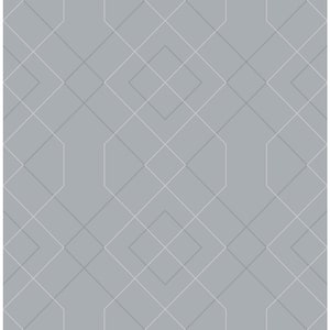 Ballard Pewter Geometric Pewter Paper Strippable Roll (Covers 56.4 sq. ft.)