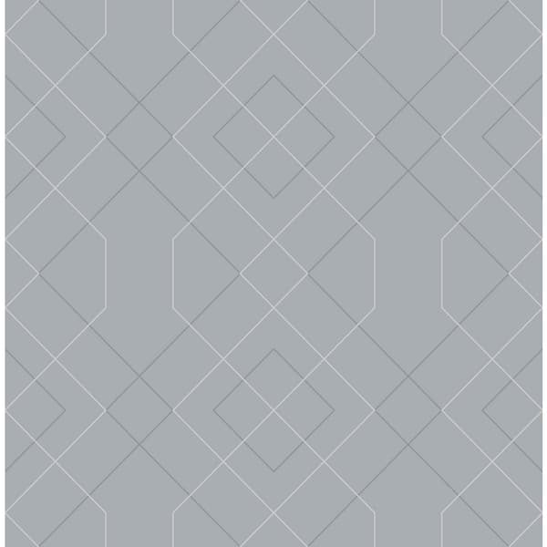 SCOTT LIVING Ballard Pewter Geometric Pewter Wallpaper Sample