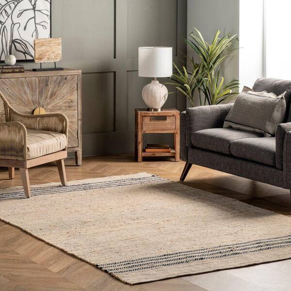 Meadow Striped Jute Natural Doormat 3 ft. x 5 ft. Accent Rug