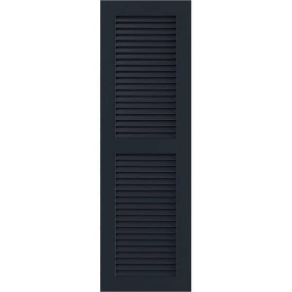 Ekena Millwork 12 in. x 71 in. PVC True Fit Two Equal Louvered Shutters Pair in Starless Night Blue