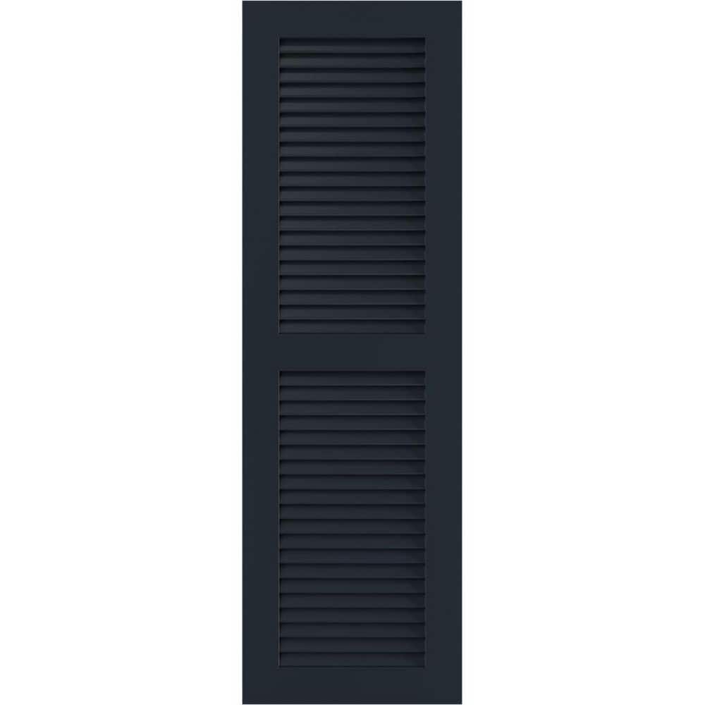 18 in. x 31 in. PVC True Fit Two Equal Louvered Shutters Pair in Starless Night Blue price history on PriceWatchPro