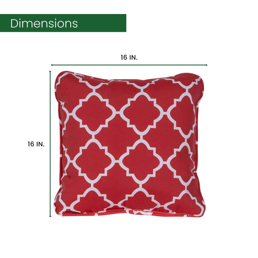 Hanover Red Lattice 16" Square Indoor/Outdoor Throw Pillow Set