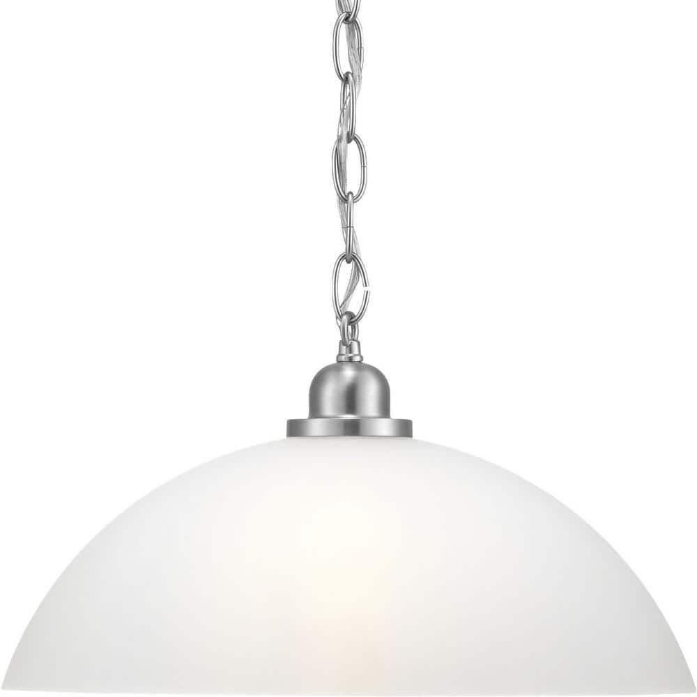 Nickel Etched Glass Dome Pendant Light with Bowl Shade