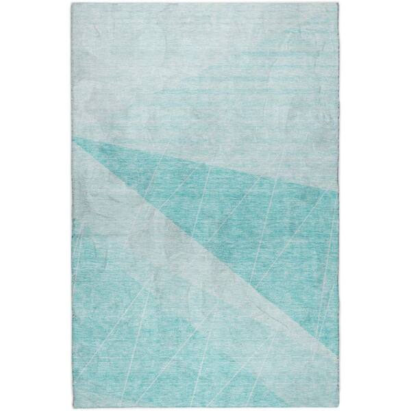Dream Shag Premium Machine Washable Abstract ADS706 Teal 5 ft. x 7 ft. 6 in. Area Rug