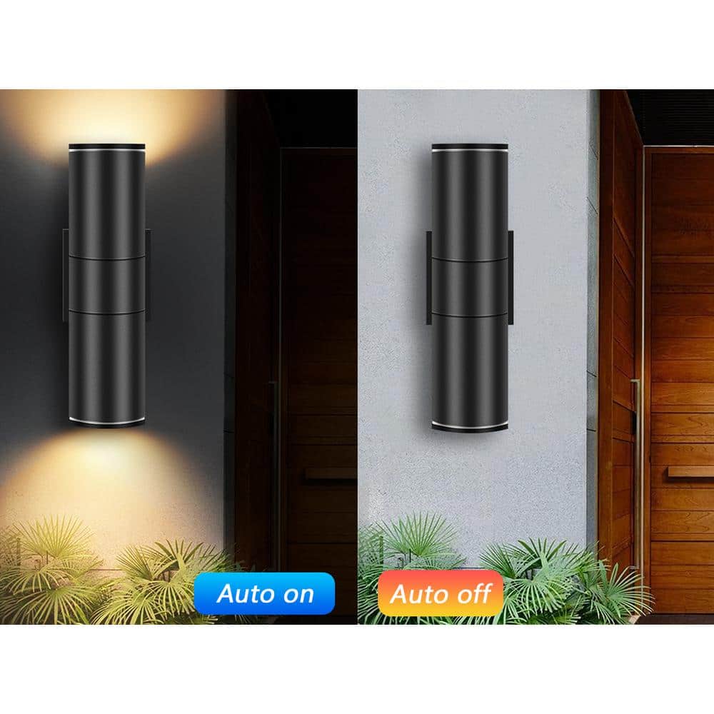 Black Aluminum Cylinder Outdoor Wall Sconce with Clear Glass