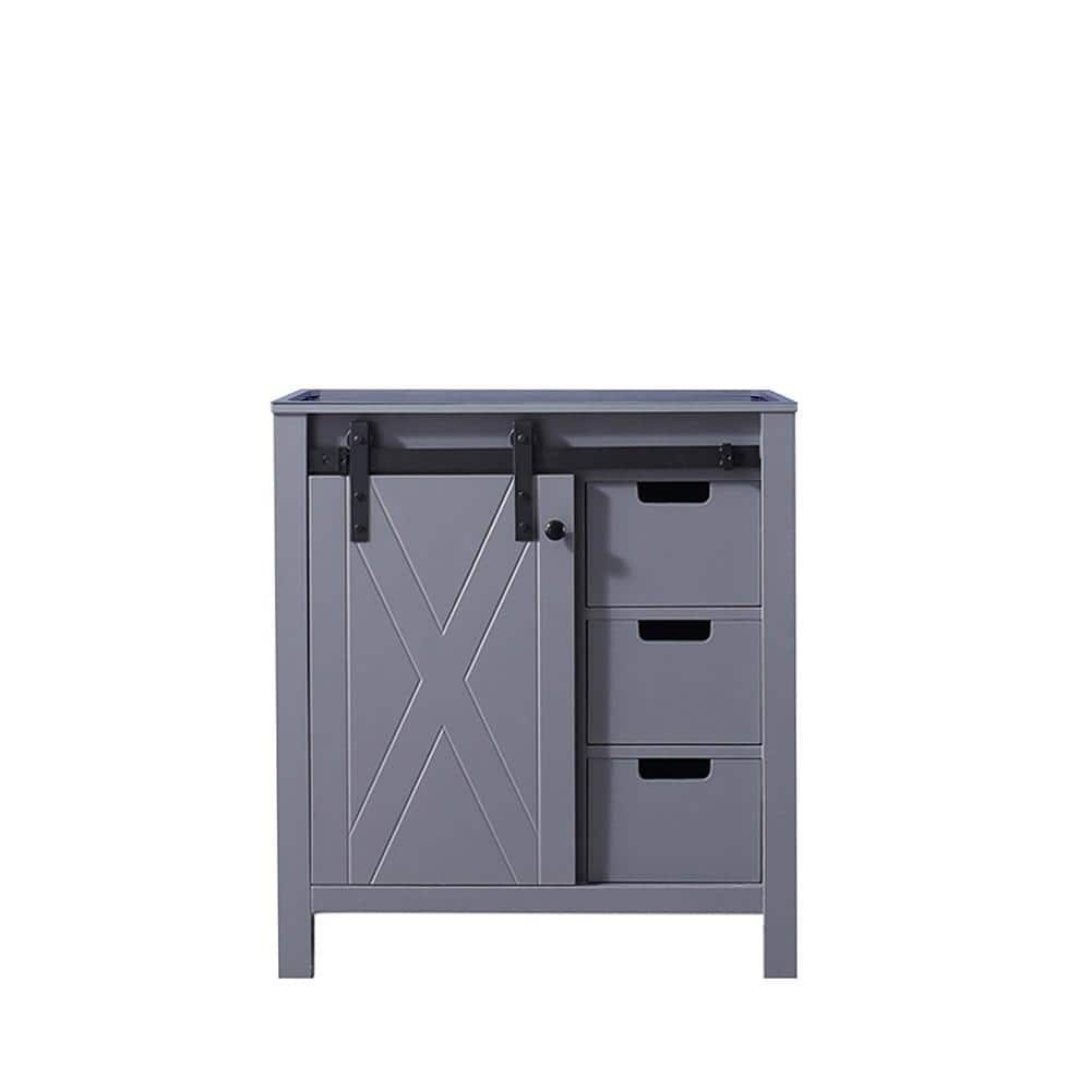 Marsyas 30-inch Dark Gray Freestanding Bathroom Vanity with Barn Door