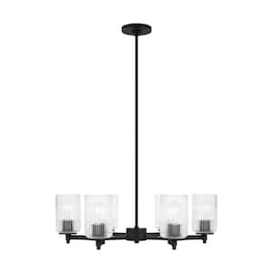 Beaumont 6-Light Midnight Black Chandelier with Clear Fluted Glass Shades