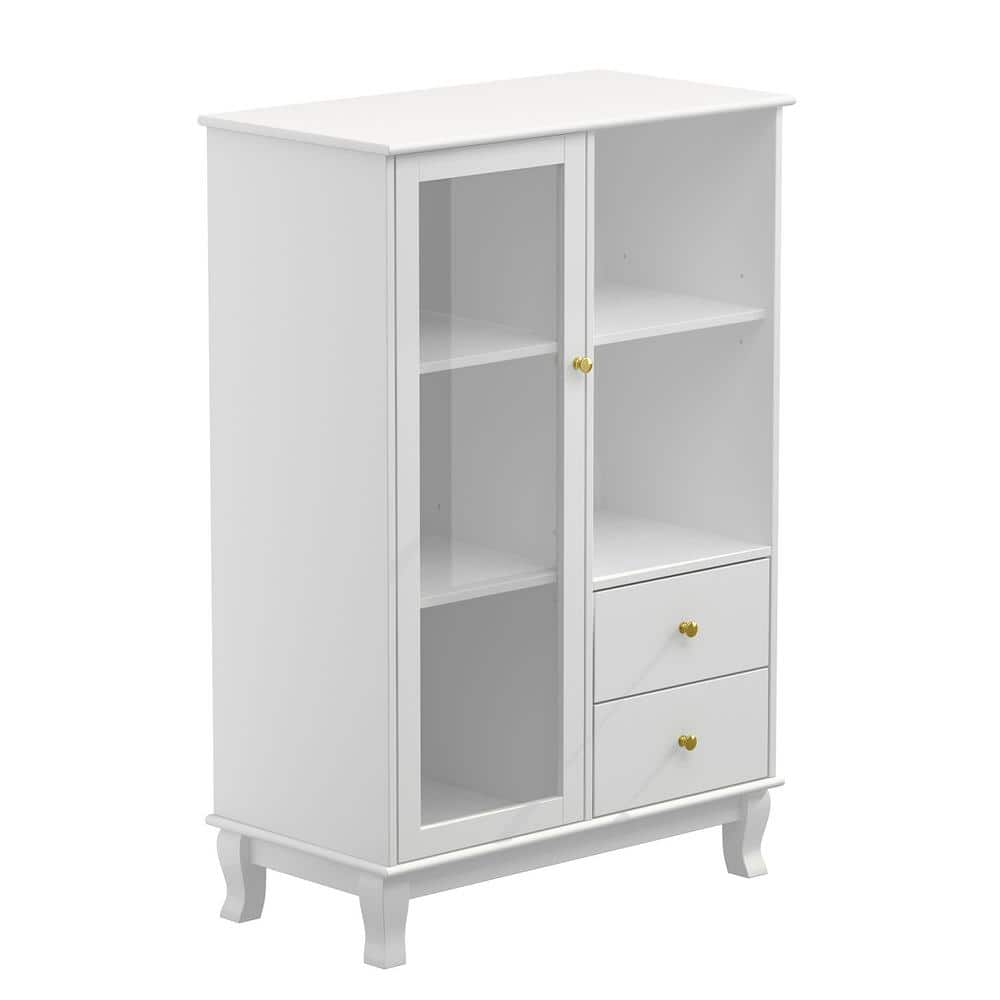 FUFU&GAGA 31.5 in. W x 15.7 in. D x 47.2 in. H White Wood Freestanding