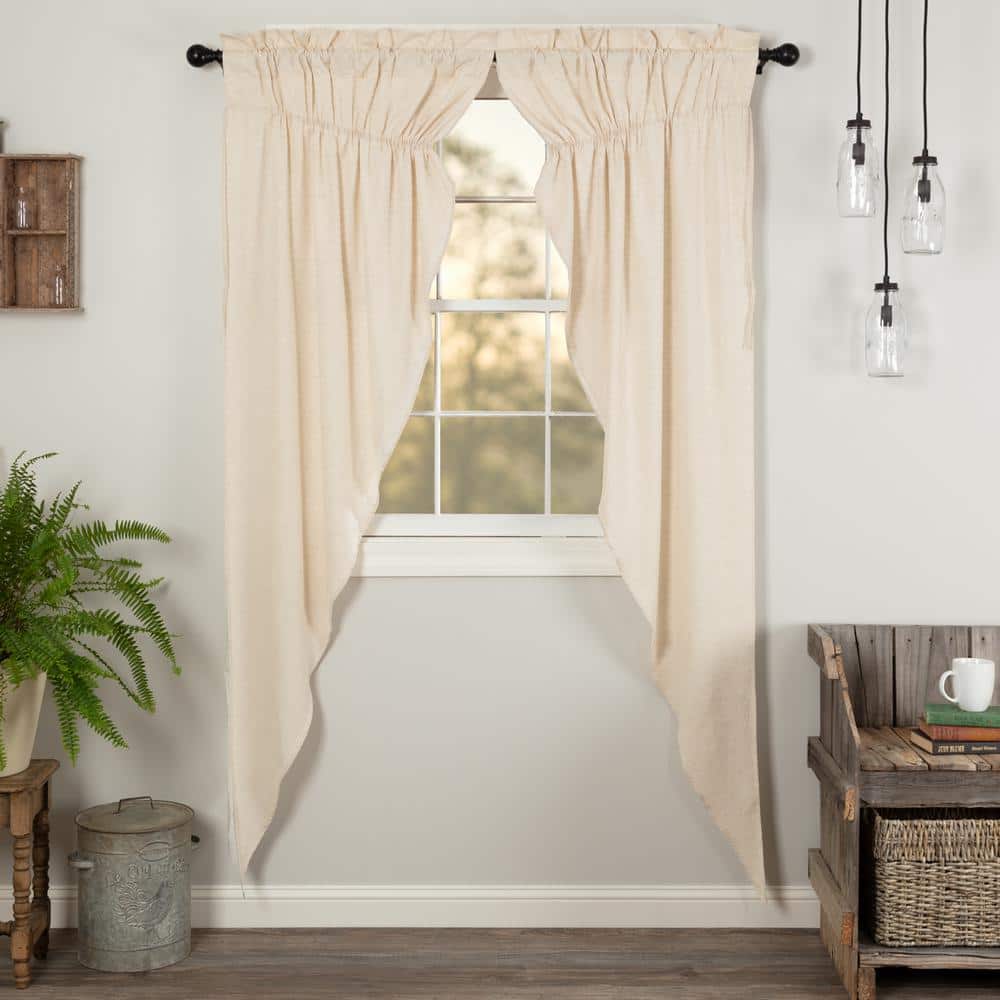 Simple Life Flax 36 in. W x 84 in. L Light Filtering Prairie Window Curtain Panel in Natural Cream Pair product image for price tracking
