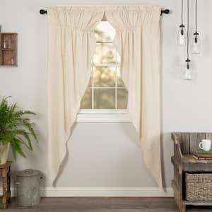 Simple Life Flax 36 in. W x 84 in. L Light Filtering Prairie Window Curtain Panel in Natural Cream Pair