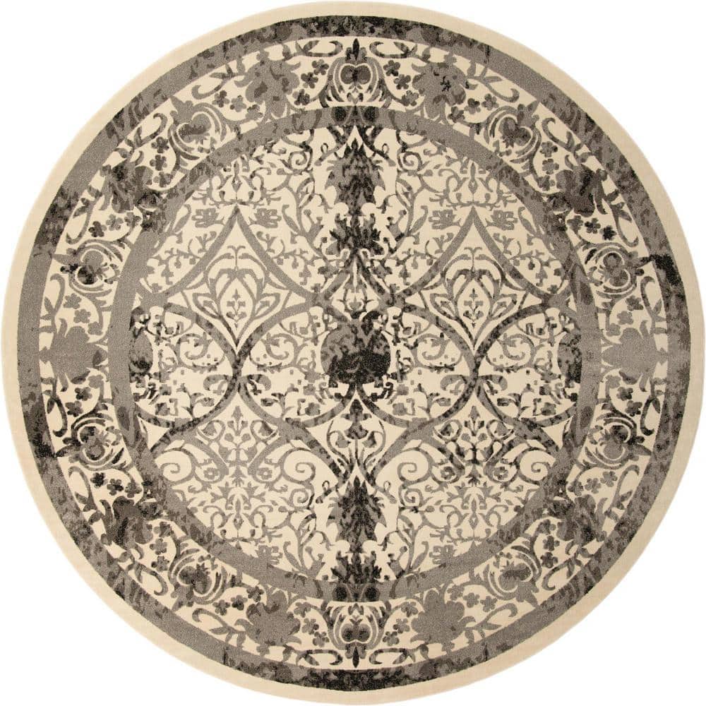 Unique Loom La Jolla Traditional Gray 12' 2 x 12' 2 Round Rug 3120562