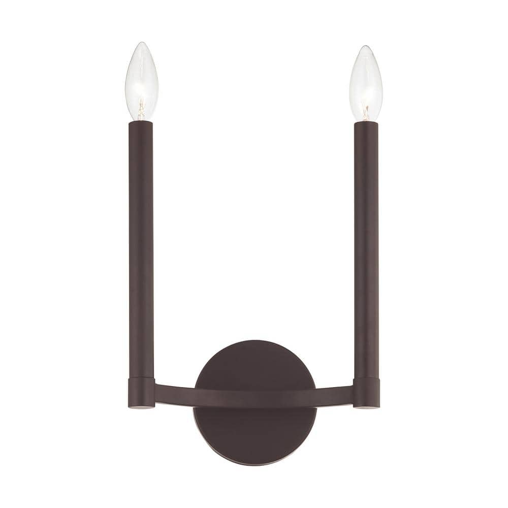 Bronze Double Candle 2-Light Wall Sconce
